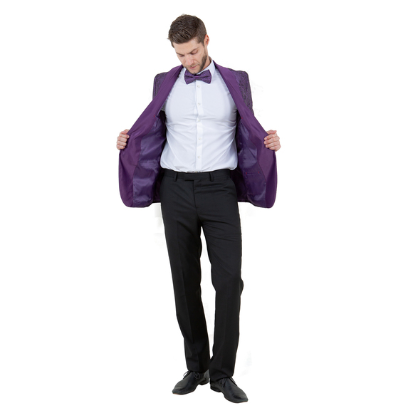 Tazzio Paisley Blazer Only Slim Fit Mens Jacket, Purple - Picture 3 of 4